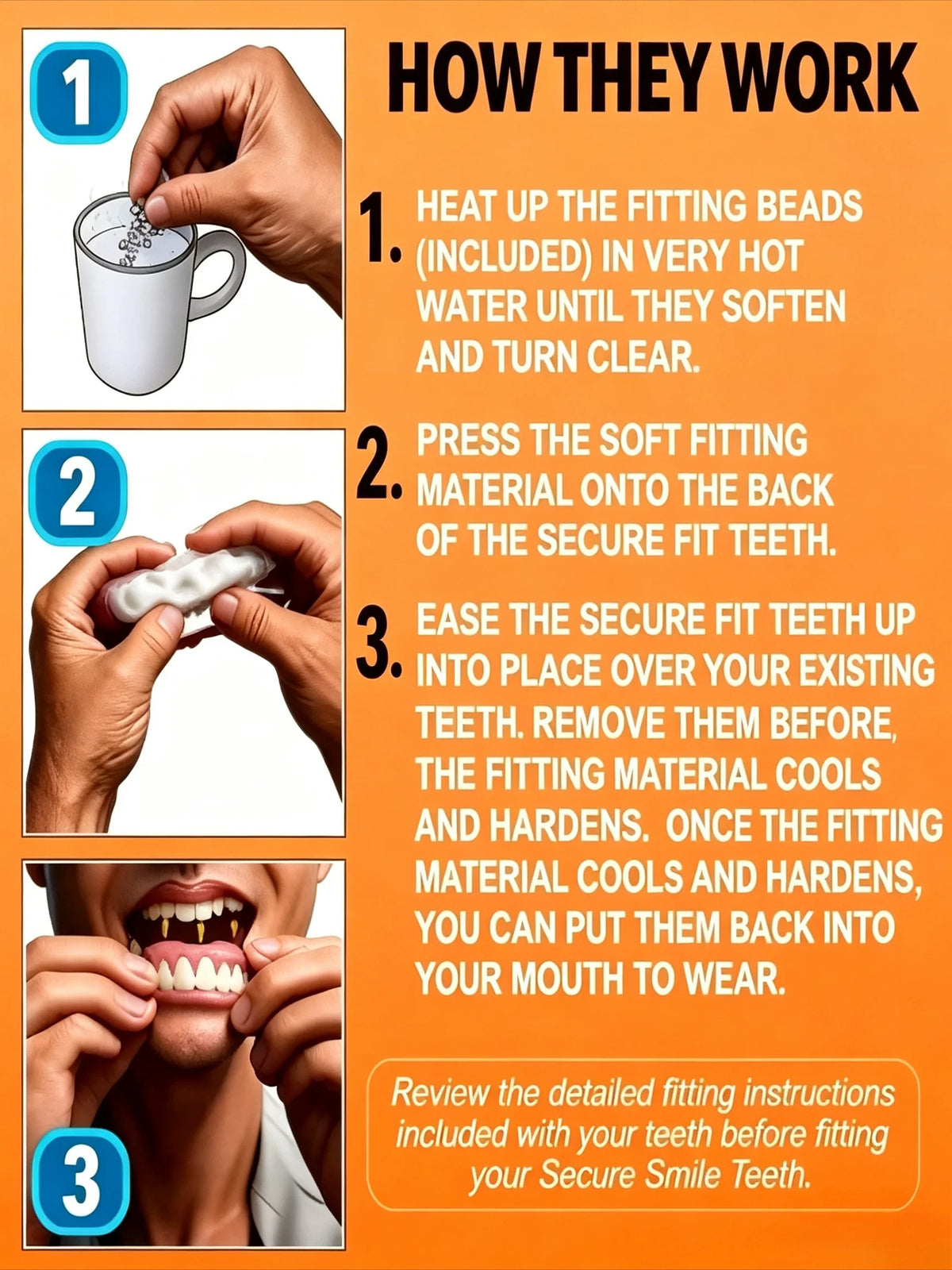 Silicone Full Set Upper Lower False Teeth Cosmetic Smile