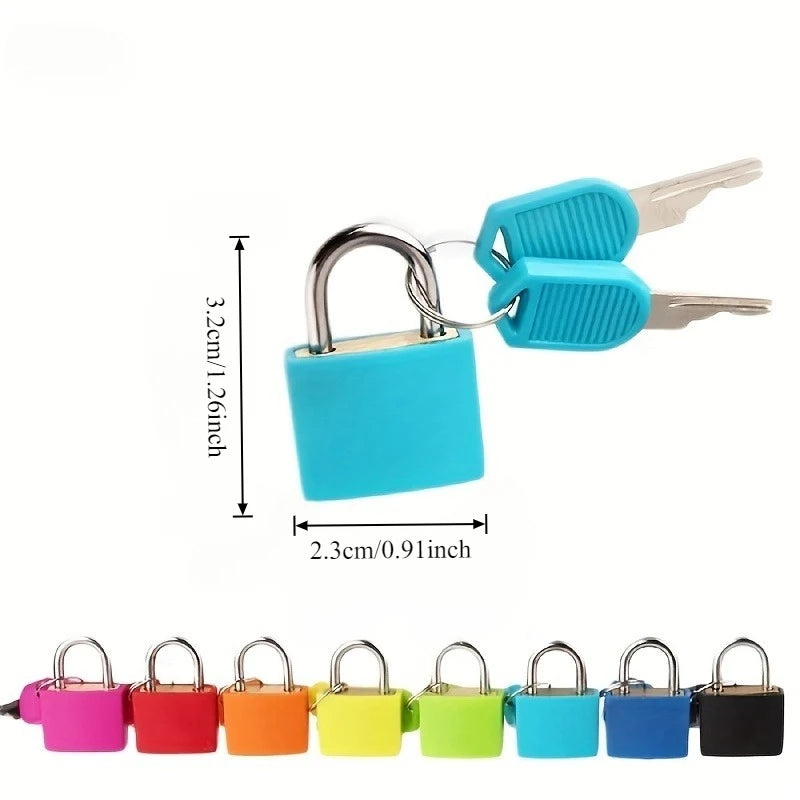 6pc Small Padlock Set with Keys Portable Travel Suitcase Diary Lock