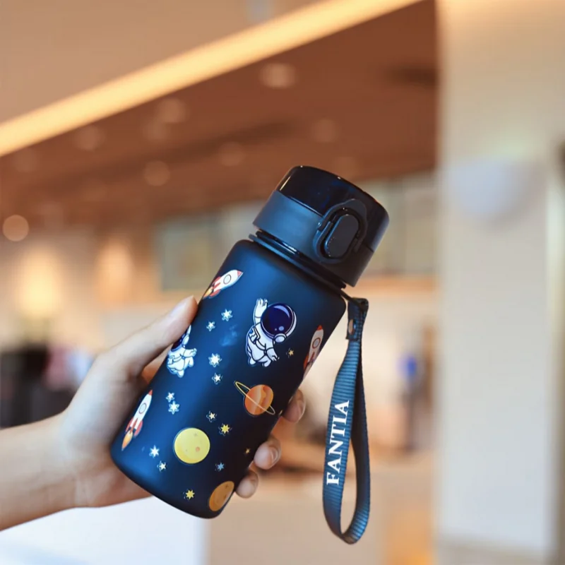 400ml 3D Cute Pattern Water Bottle Portable Sports Flask with Strap
