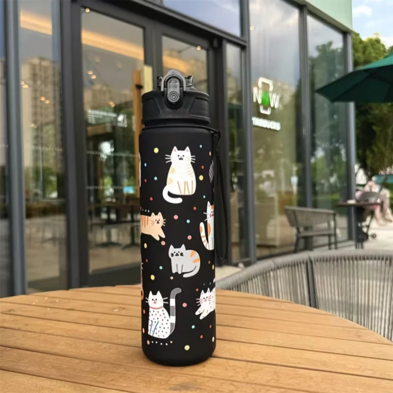 750ml Cat Water Bottle Leak Proof Portable Sports Gym Travel Cup