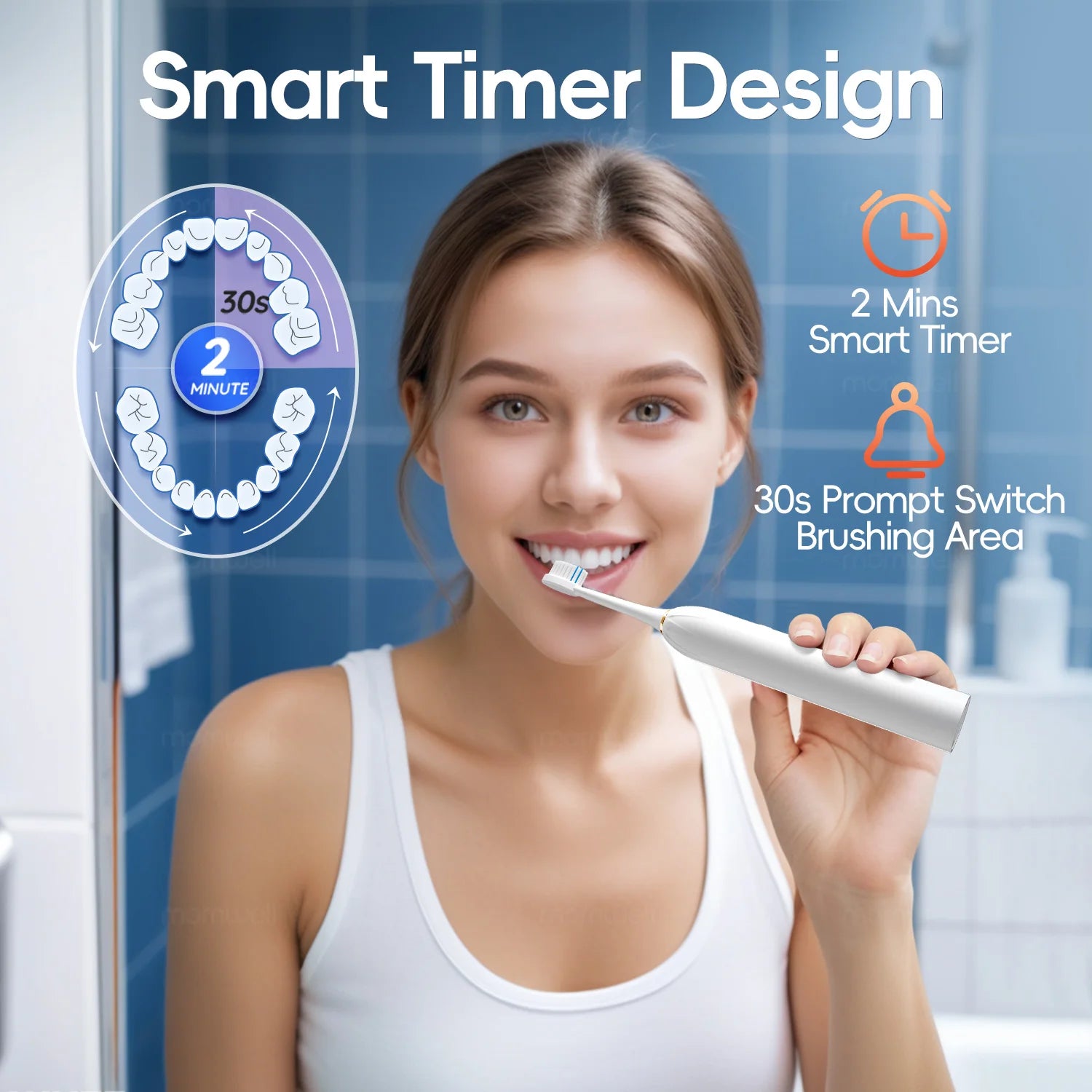 Electric Toothbrush Sonic Rechargeable IPX7 Waterproof - 6