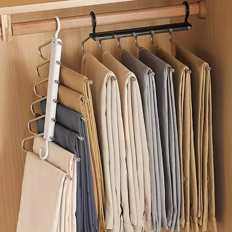 5-Layer Folding Pants Hanger Space Saving Closet Trouser Rack