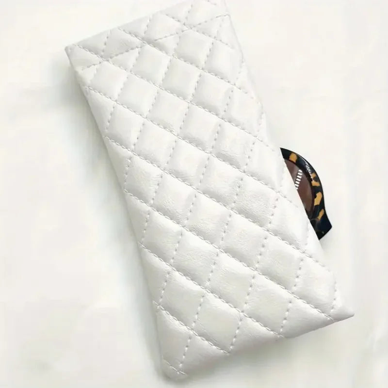 Quilted PU Leather Glasses Case Waterproof Portable Sunglasses Pouch