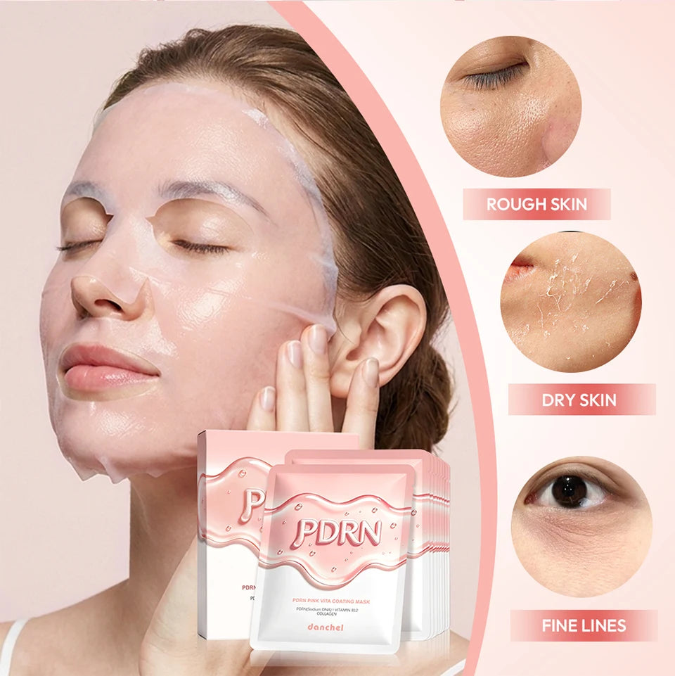 Korean Salmon DNA PDRN Pink Vitamin Hydrating Facial Sheet Mask - 10