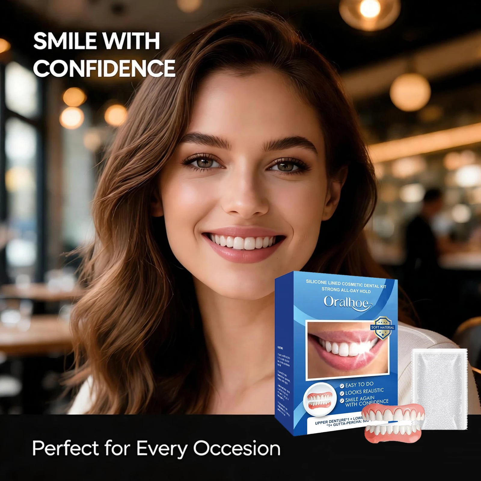 Silicone Cosmetic Dental Kit Upper Lower Fake Teeth Instant Smile - 3