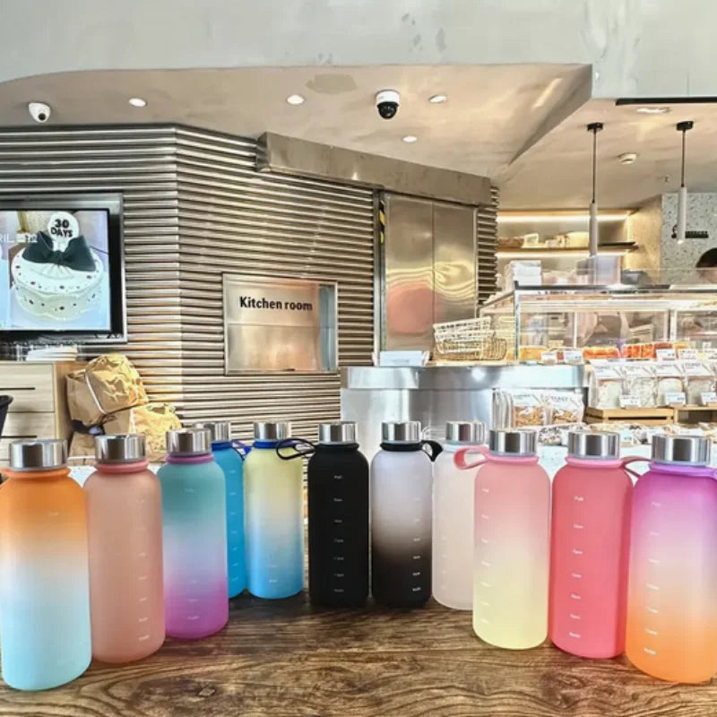 550ml Gradient Water Bottle Portable Sports Cup with Time Marker