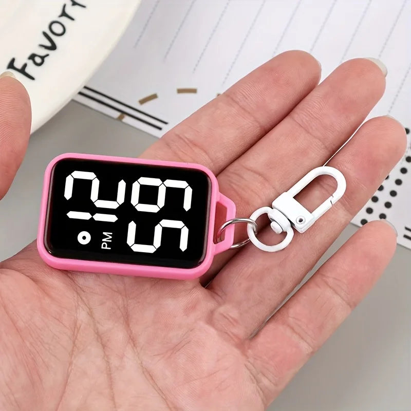 LED Digital Keychain Watch Portable Electronic Pendant Clock