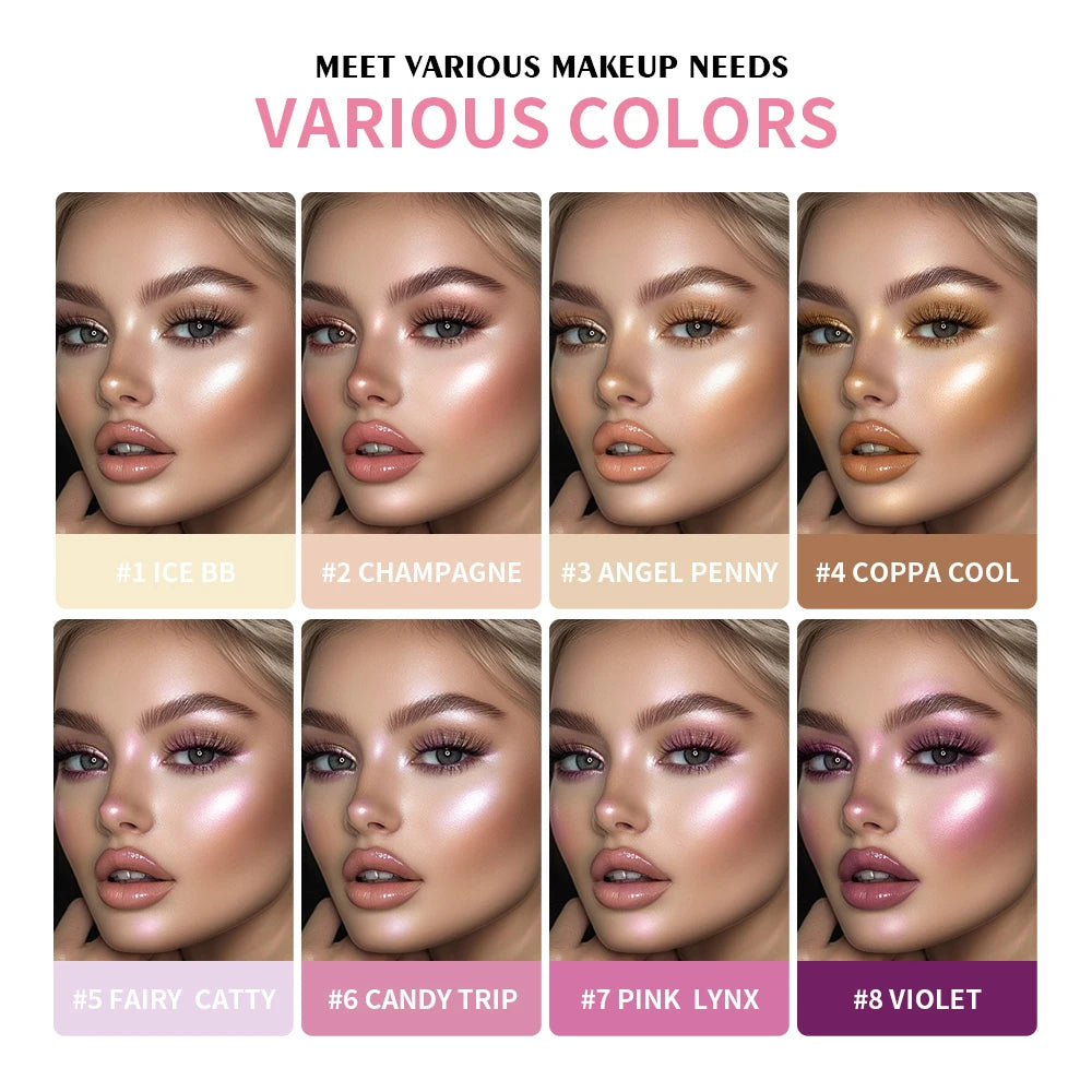 Cream Highlighter Palette Glossy Face Bronzer Makeup Set