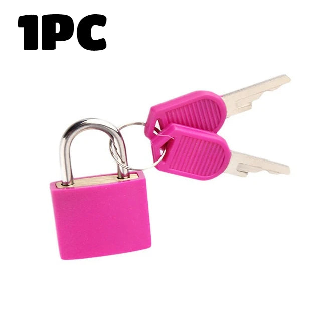 6pc Small Padlock Set with Keys Portable Travel Suitcase Diary Lock - 18