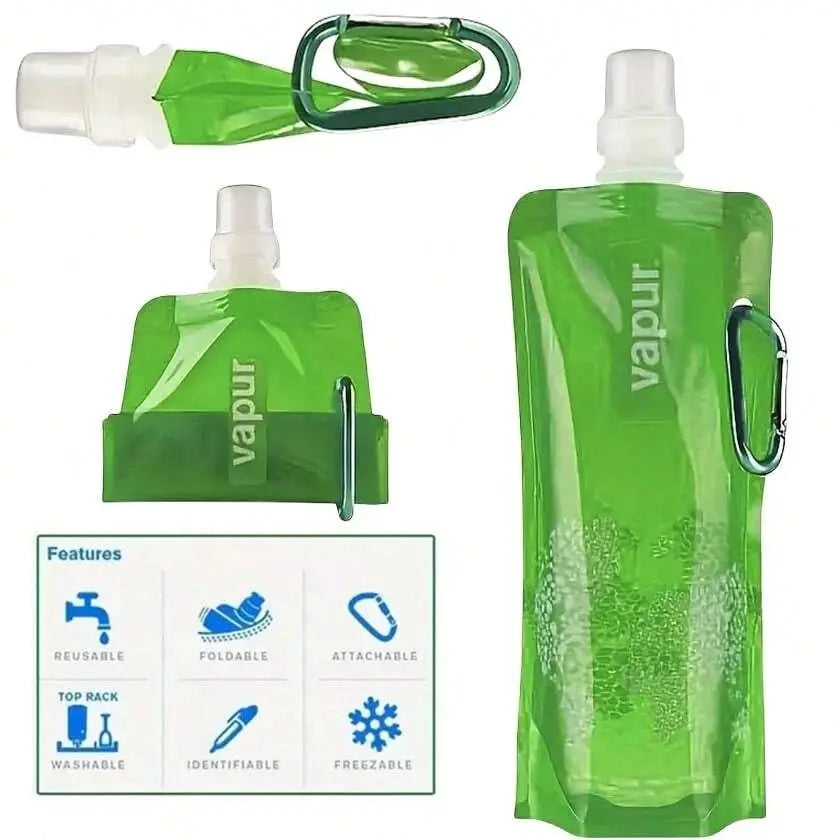 Portable Foldable Water Bag 500ml Soft Flask for Hiking and Camping - 4