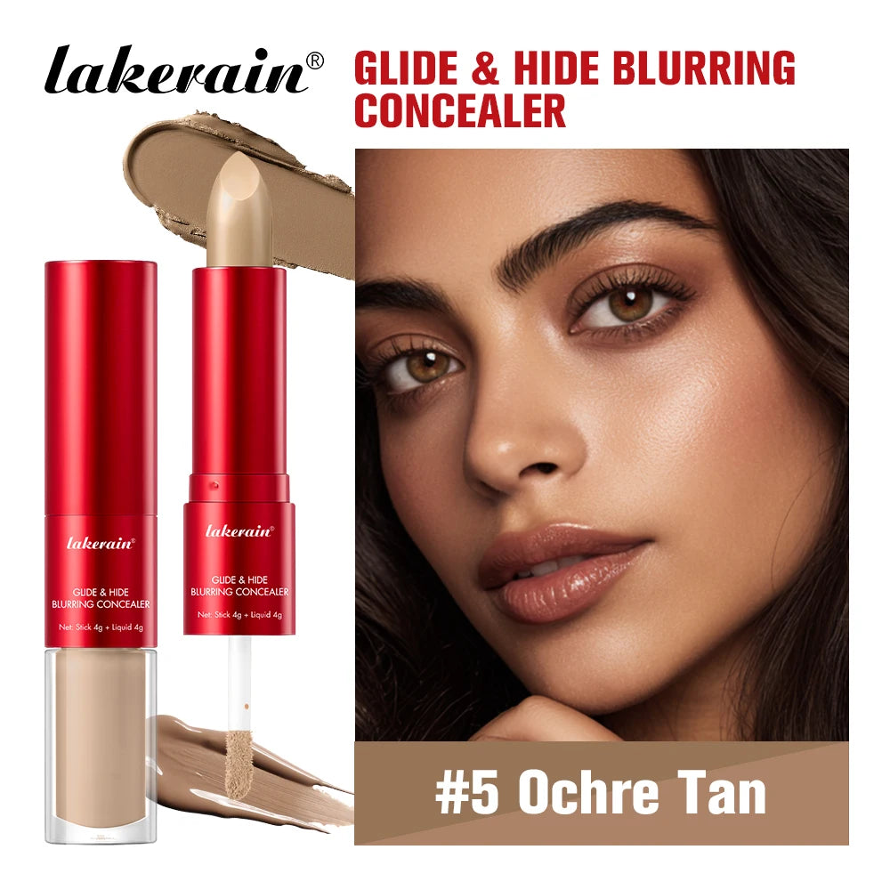 2-in-1 Glide & Hide Blurring Concealer Liquid Foundation Makeup - 20
