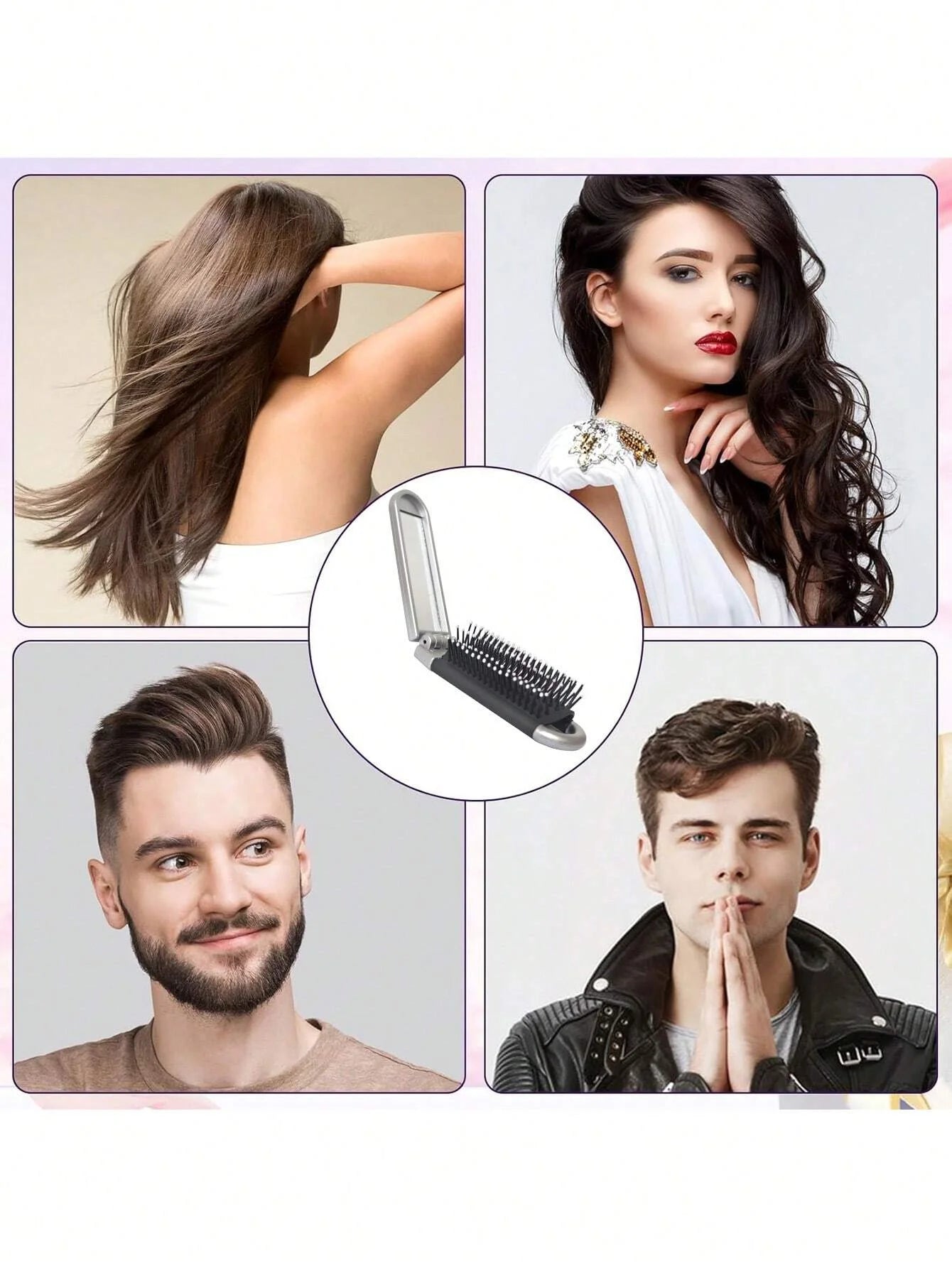 2-in-1 Folding Hair Brush with Mirror Portable Travel Massage Comb - 10
