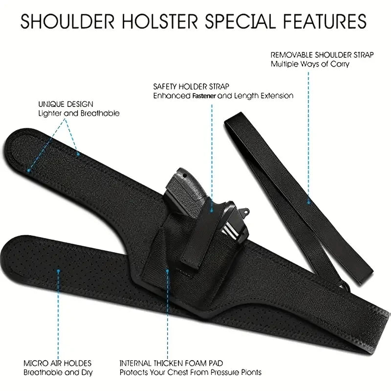 Tactical Underarm Holster Concealed Carry Shoulder Harness Nylon Belt - 13