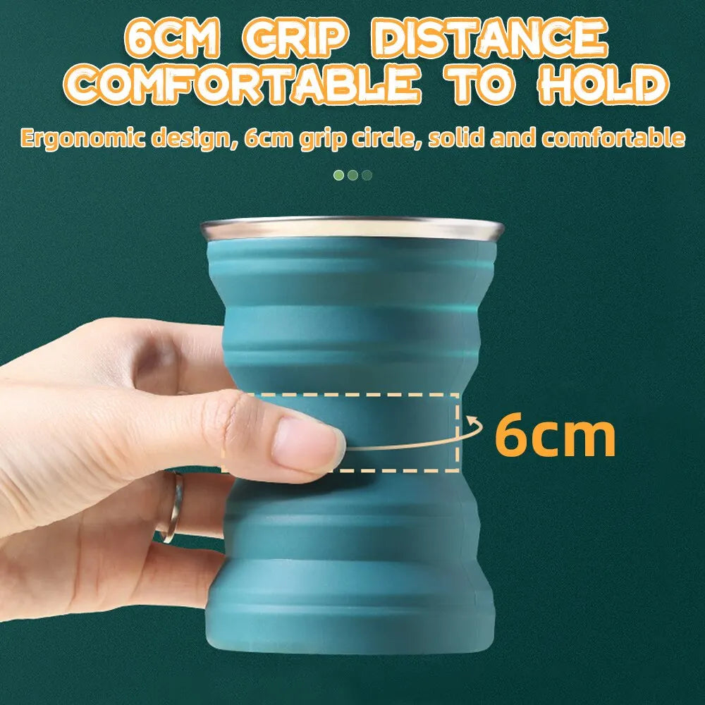 Portable Silicone Collapsible Cup Foldable Travel Mug with Lanyard - 2