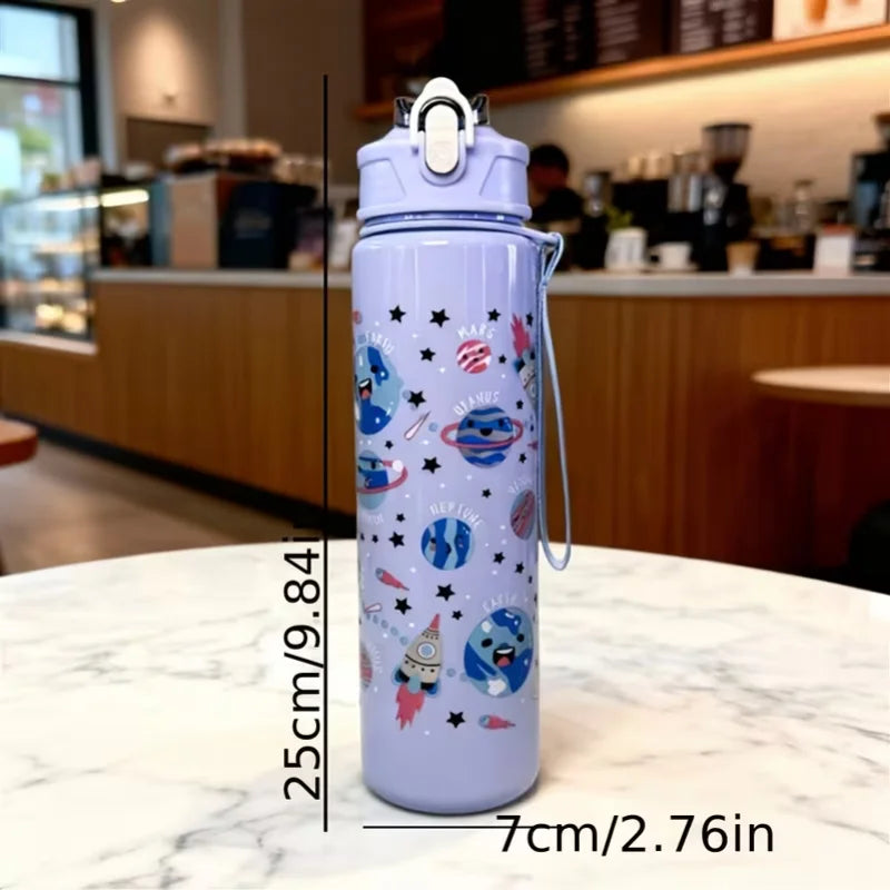 750ml Cartoon Water Bottle Portable Leak Proof Sport Straw Cup