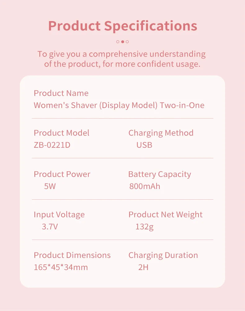 2 in 1 Women Electric Shaver Dual Head Bikini Trimmer Hair Remover - 15