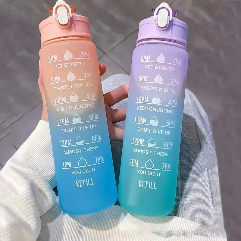 900ml Motivational Water Bottle Leak Proof Sports Jug with Straw - 7