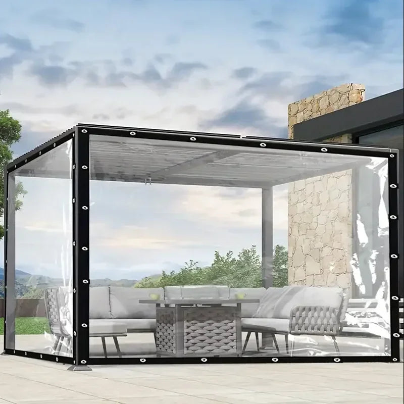 Clear Vinyl Tarp Outdoor Privacy Curtain Weatherproof Patio Enclosure