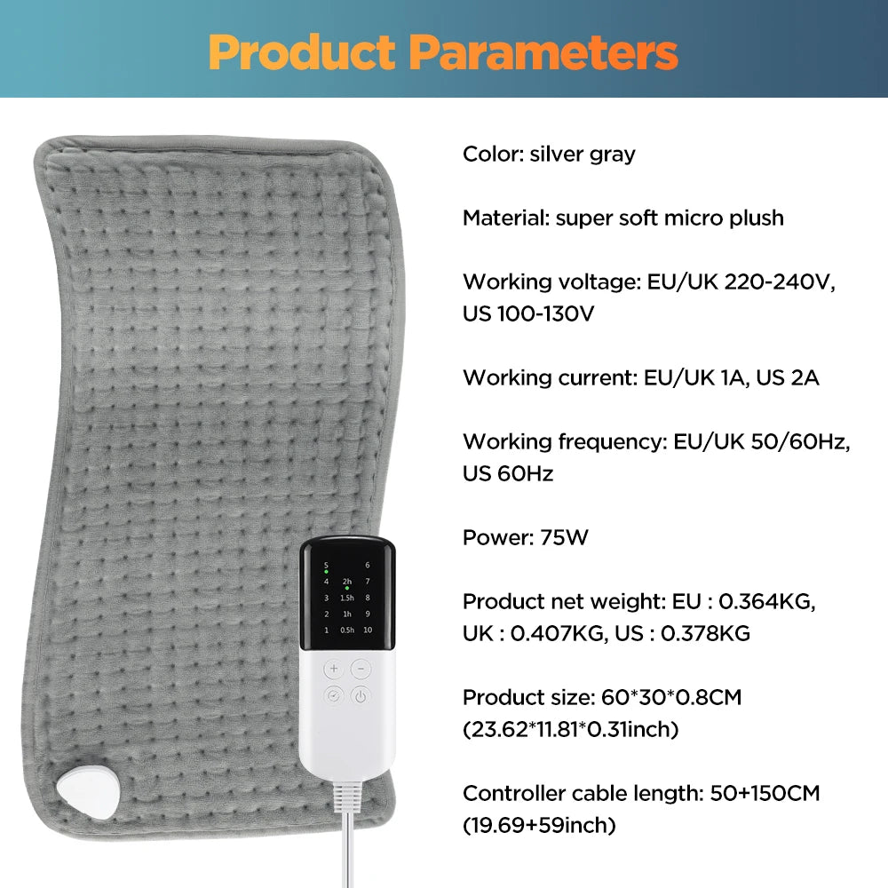 Electric Heating Pad 10 Level Temperature & 4 Timer Blanket