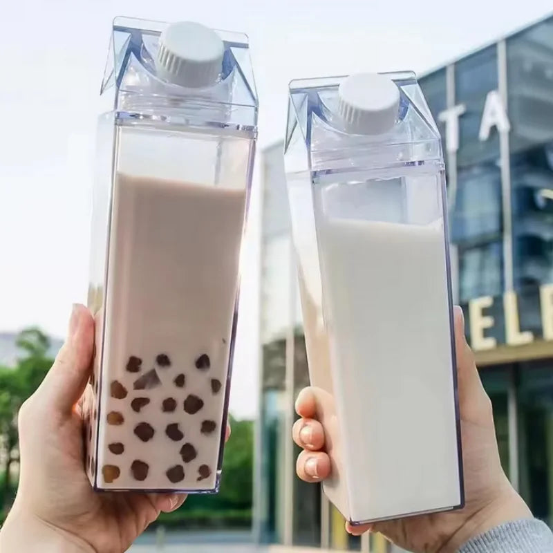 Fantia Clear Milk Carton Water Bottle Reusable Juice Box Container - 3