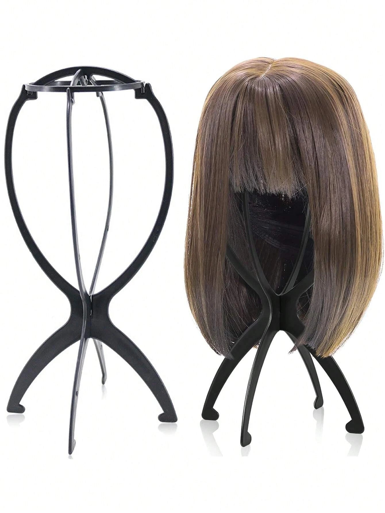 Portable Folding Wig Stand Hat Display Holder for Styling and Travel - 1