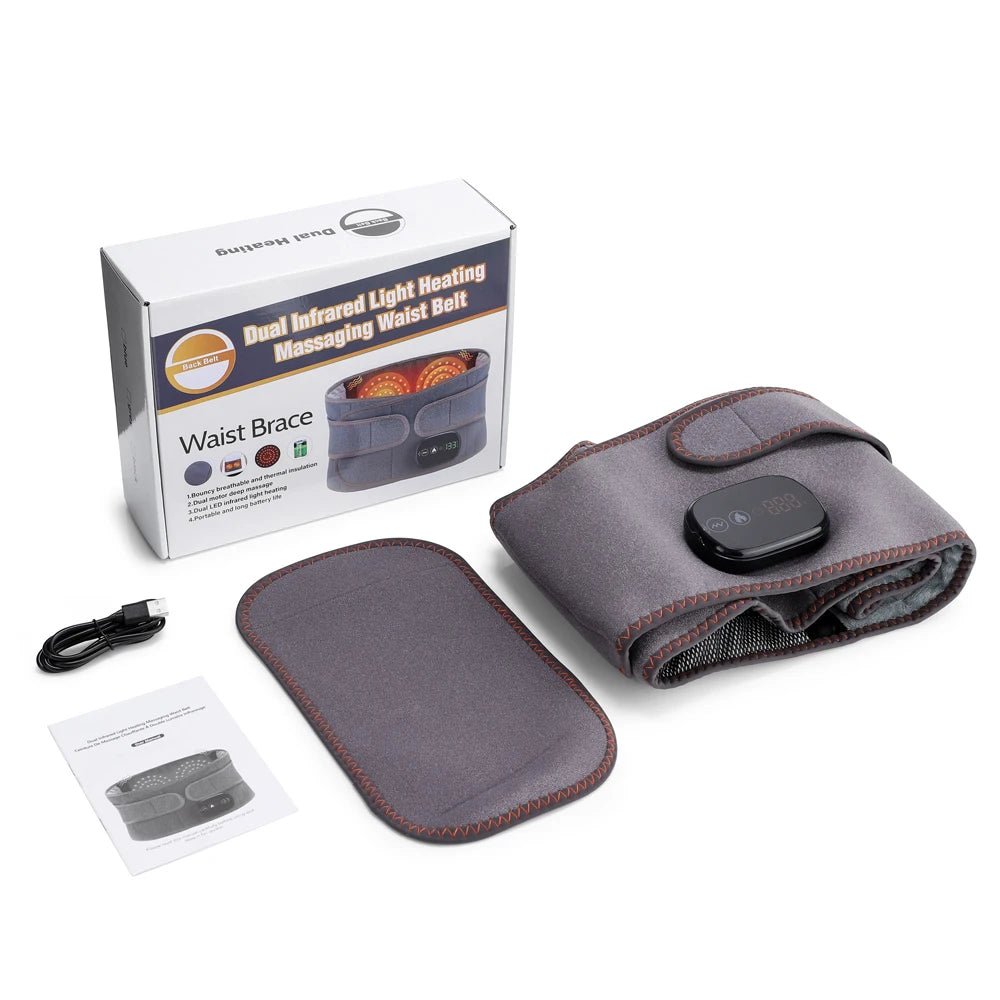 Electric Cordless Heated Waist Massager Red Light Infrared Lumbar Belt - 16