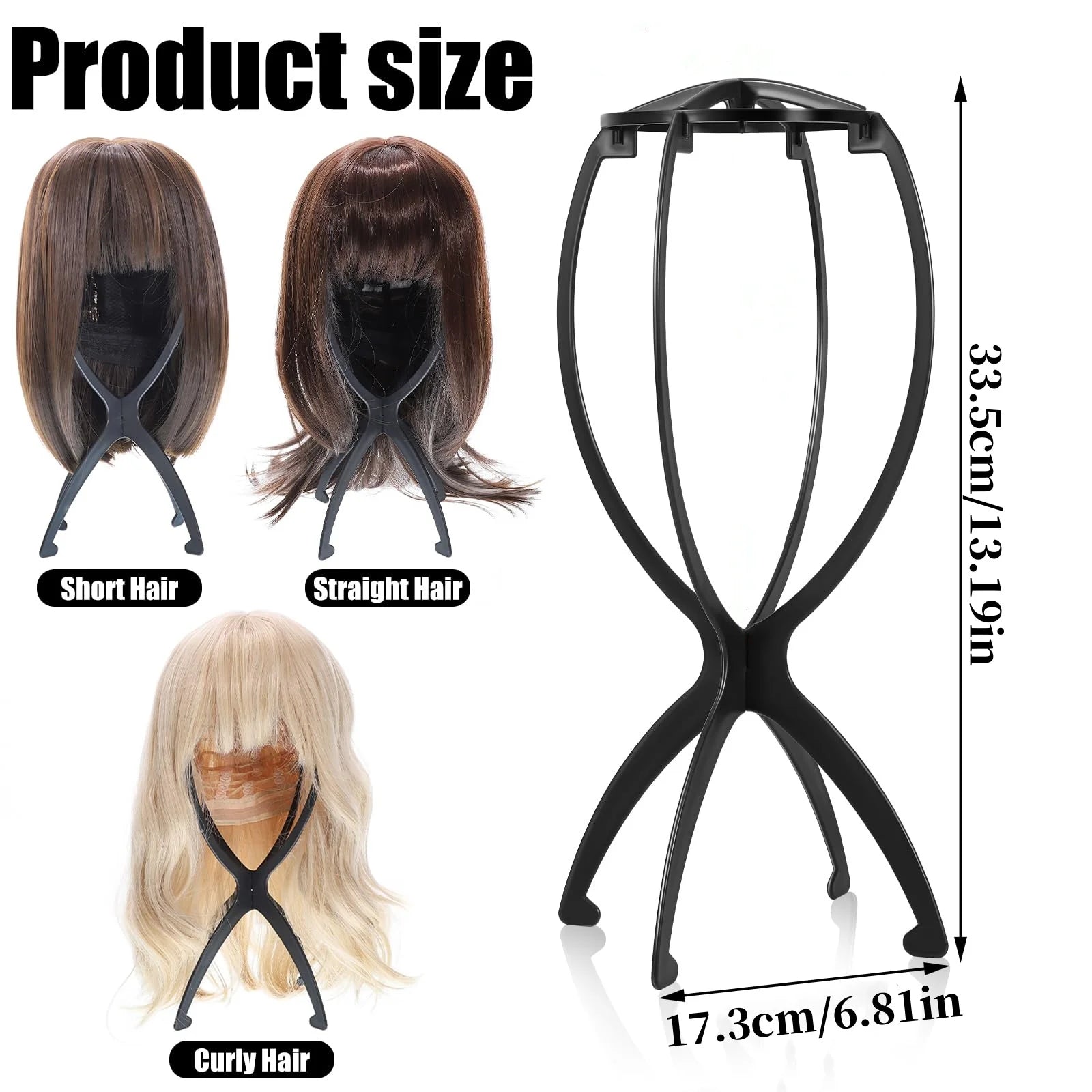 Portable Folding Wig Stand and Hat Display Holder for Travel or Salon