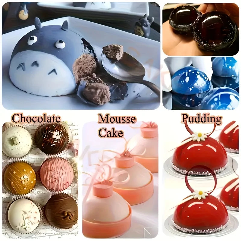 Silicone Semi Sphere Mold Half Ball Baking Tray for Chocolate Mousse - 12