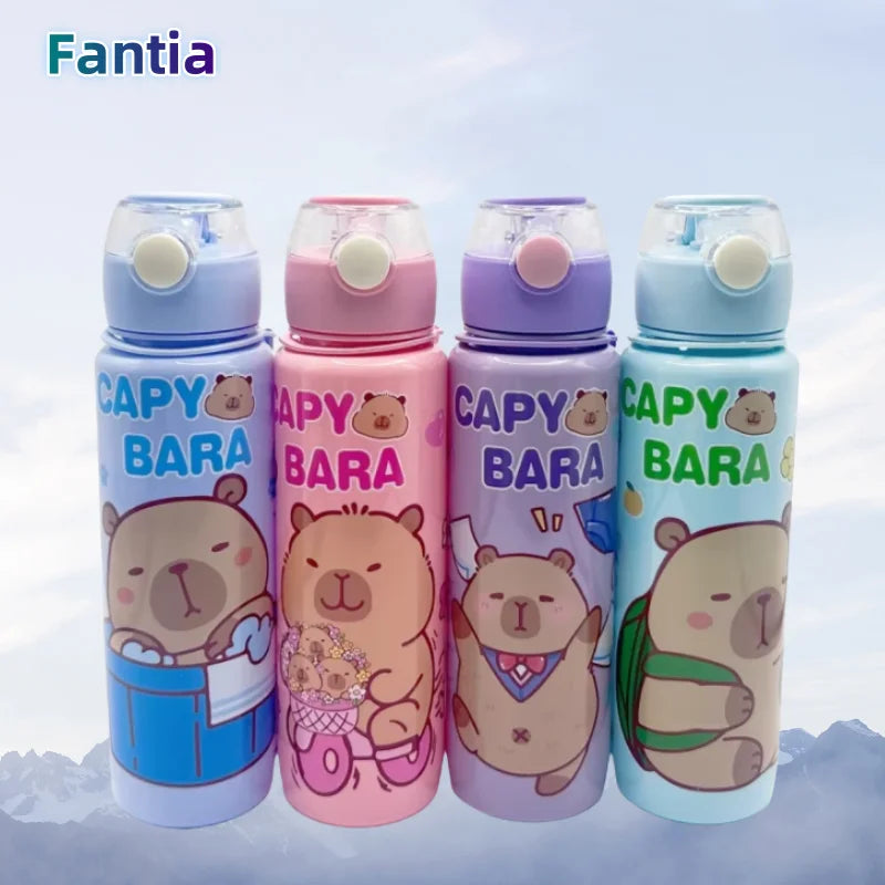 700ml Capybara Water Bottle Leak Proof Sports Cup with Straw and Strap - 1