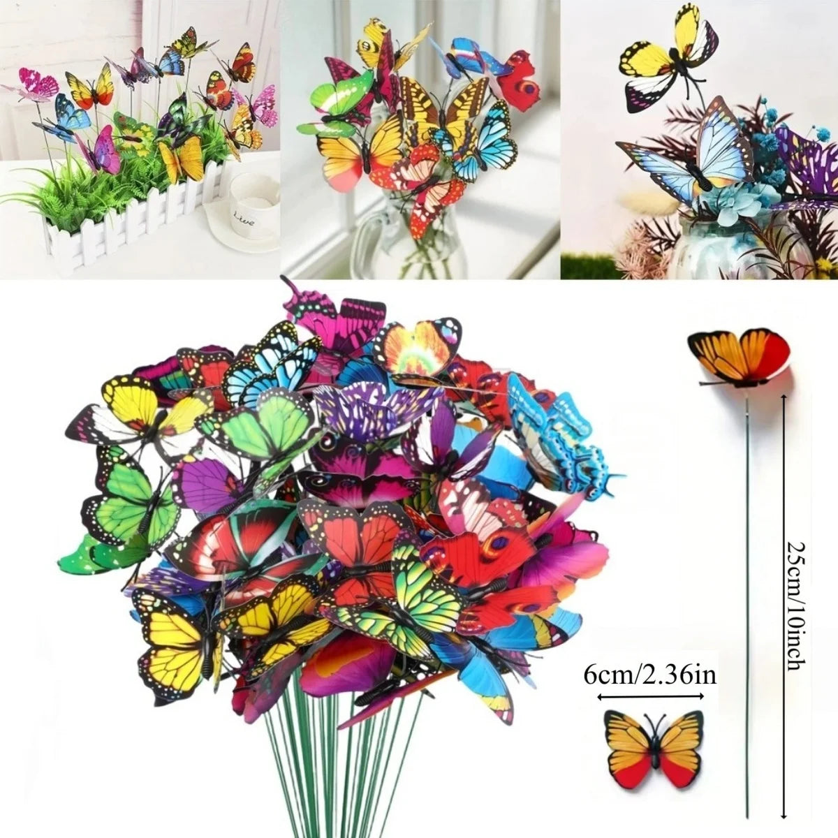 3D Artificial Butterfly Garden Stakes Waterproof Plant Pot Decorations - 1