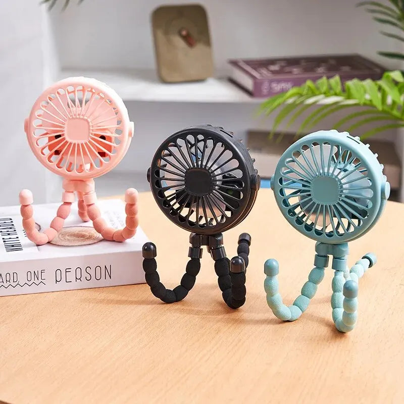 Portable Octopus Stroller Fan Flexible Tripod USB Rechargeable Mini Fan - 1