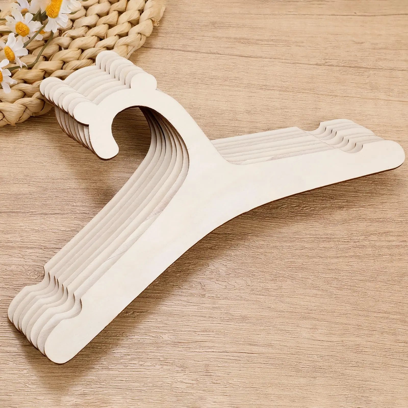 Wooden Baby Clothes Hangers Nursery Kids Wardrobe Organizer Set - 11