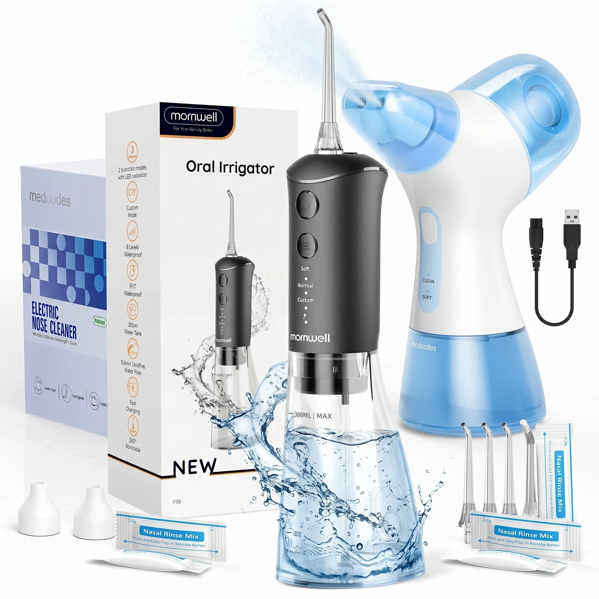 Mornwell Nasal Rinse Irrigation and Water Flosser Combo - 1