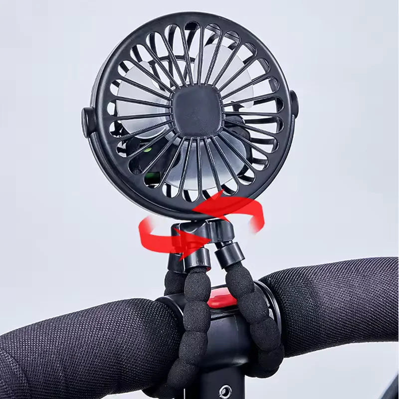 Portable Baby Stroller Fan Rechargeable Flexible Tripod Desk Fan