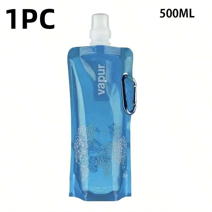 Portable Foldable Water Bag 500ml Soft Flask for Hiking and Camping