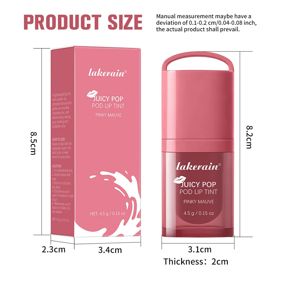 Lakerain Juicy Pop Pod Lip Tint Moisturizing Gloss Stain Makeup