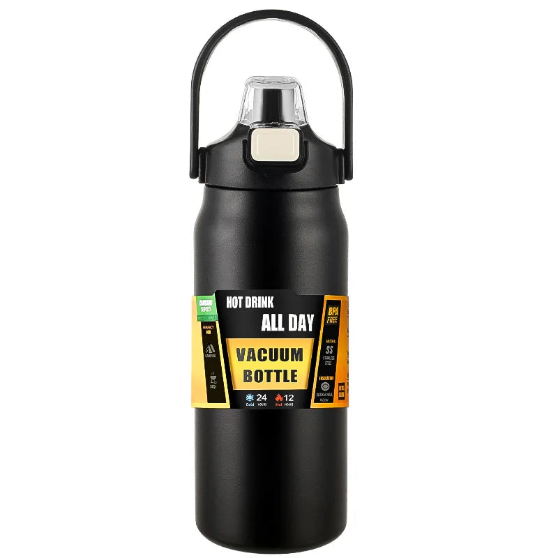 Insulated Stainless Steel Water Bottle Vacuum Flask with Straw Lid - 21