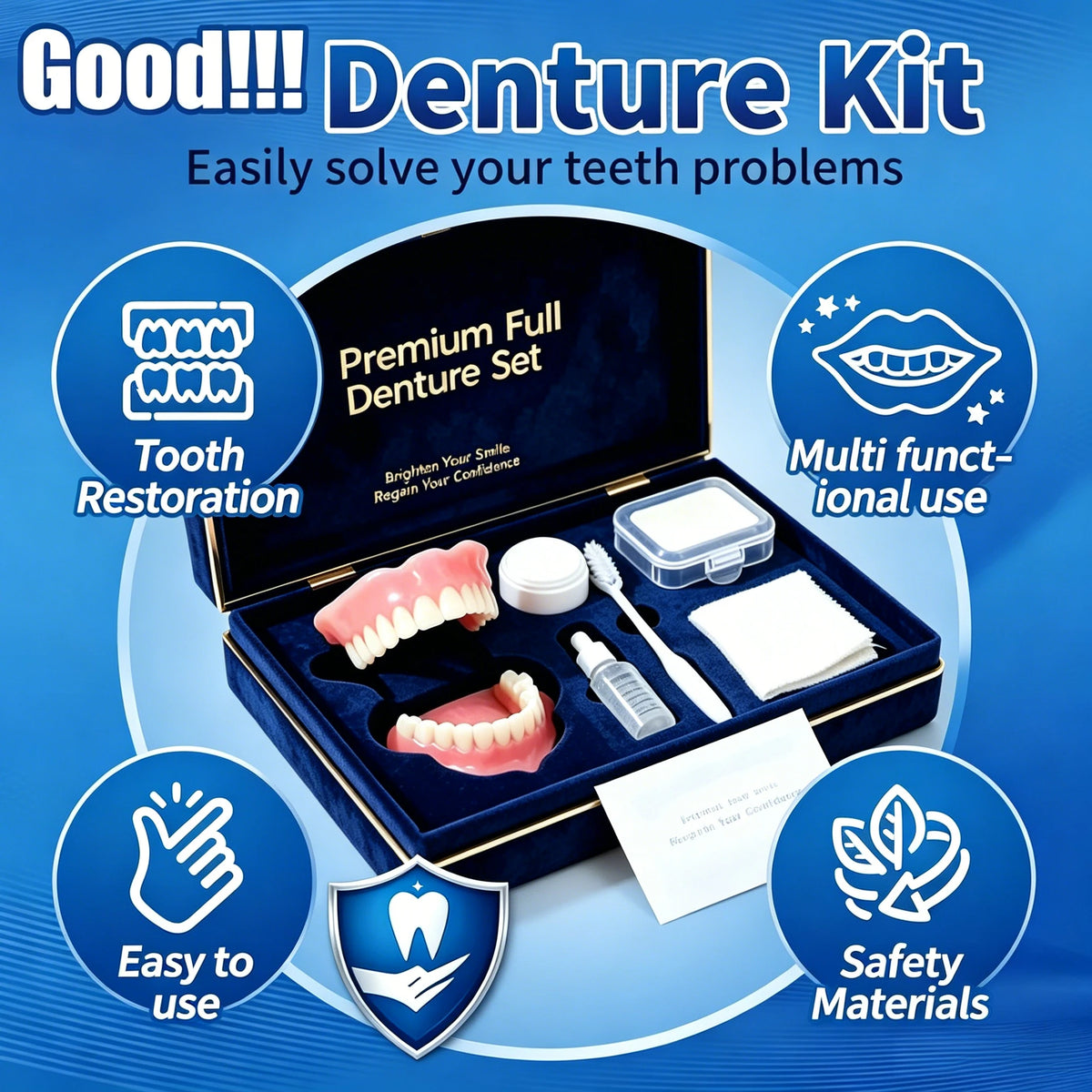 All-in-One Full Mouth Denture Set Comfort False Teeth Kit