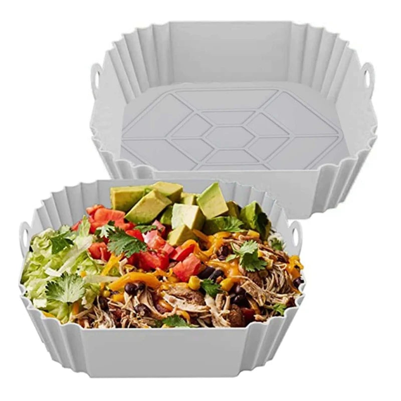Square Silicone Air Fryer Liner Reusable Baking Pot Tray Basket