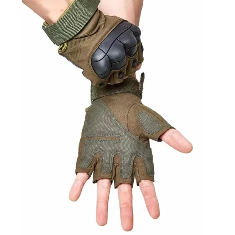 Tactical Half Finger Gloves Hard Knuckle Combat Airsoft Hunting Gear - 3