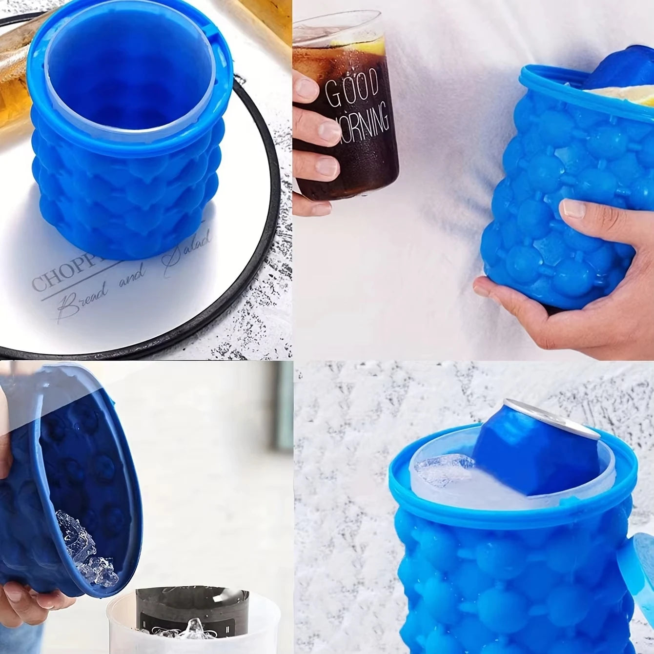 2-in-1 Silicone Ice Cube Mold and Portable Ice Bucket for Drinks - 8