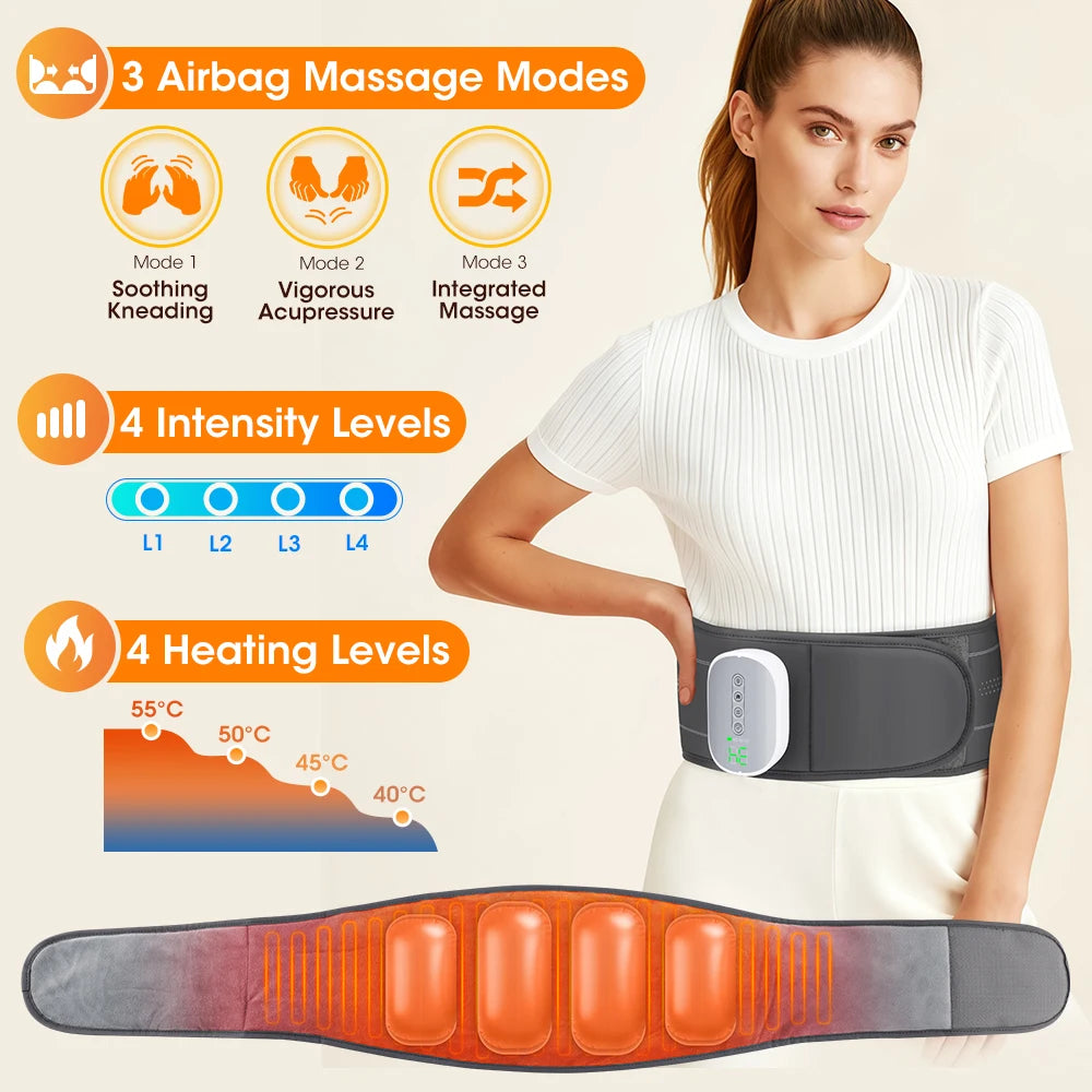 Cordless Back Massager Belt Heated Waist Wrap