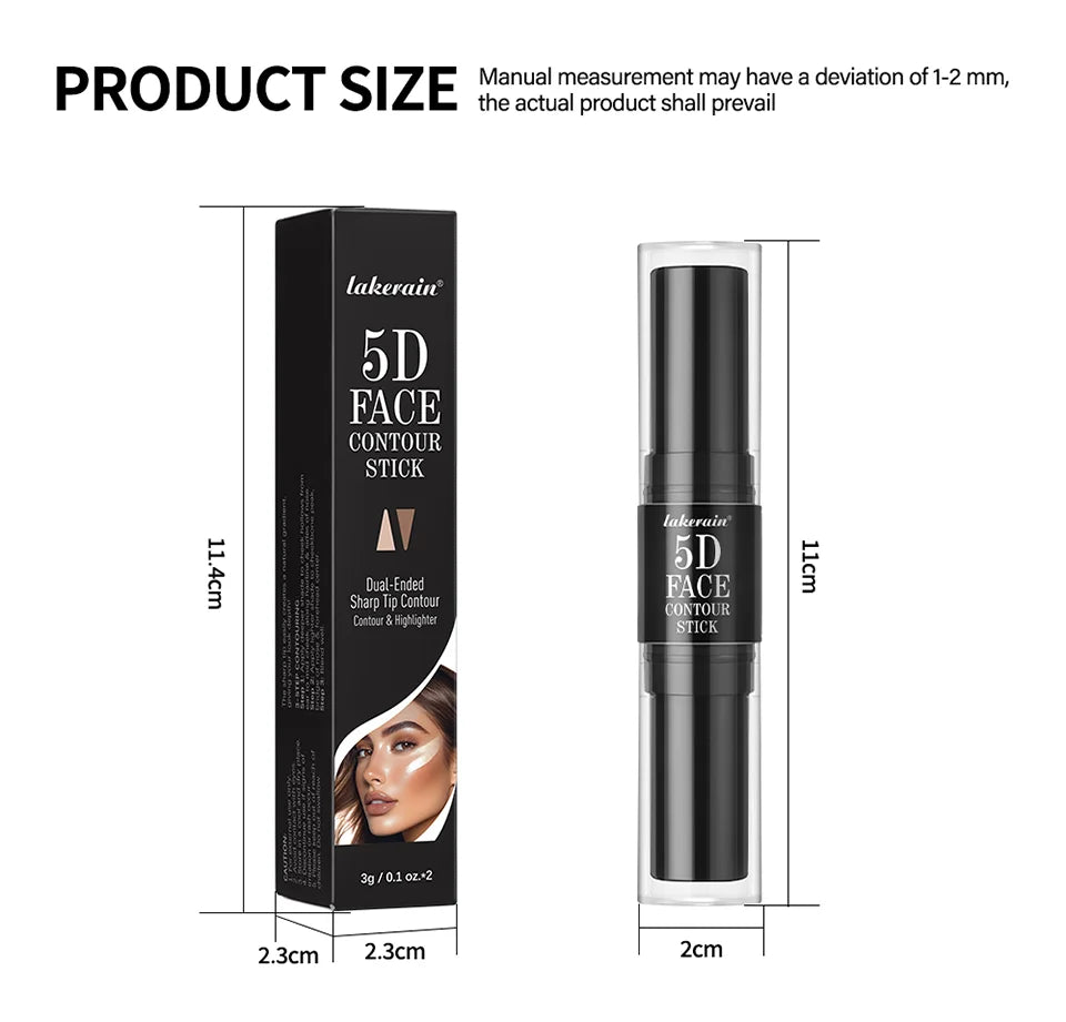 Dual-Ended Contour & Highlighter Stick Waterproof Face Bronzer