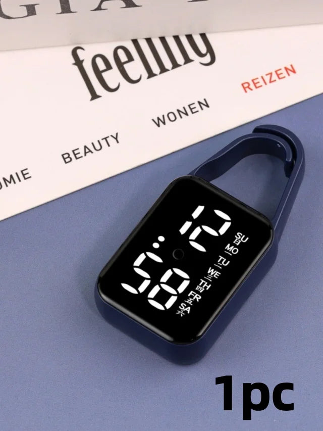 2pcs LED Digital Keychain Watch Portable Touch Screen Fob Pocket Clock - 30
