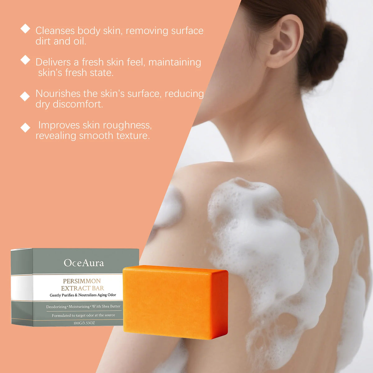 Persimmon Deodorizing Body Soap Aging Odor Neutralizer Skin Care Bar