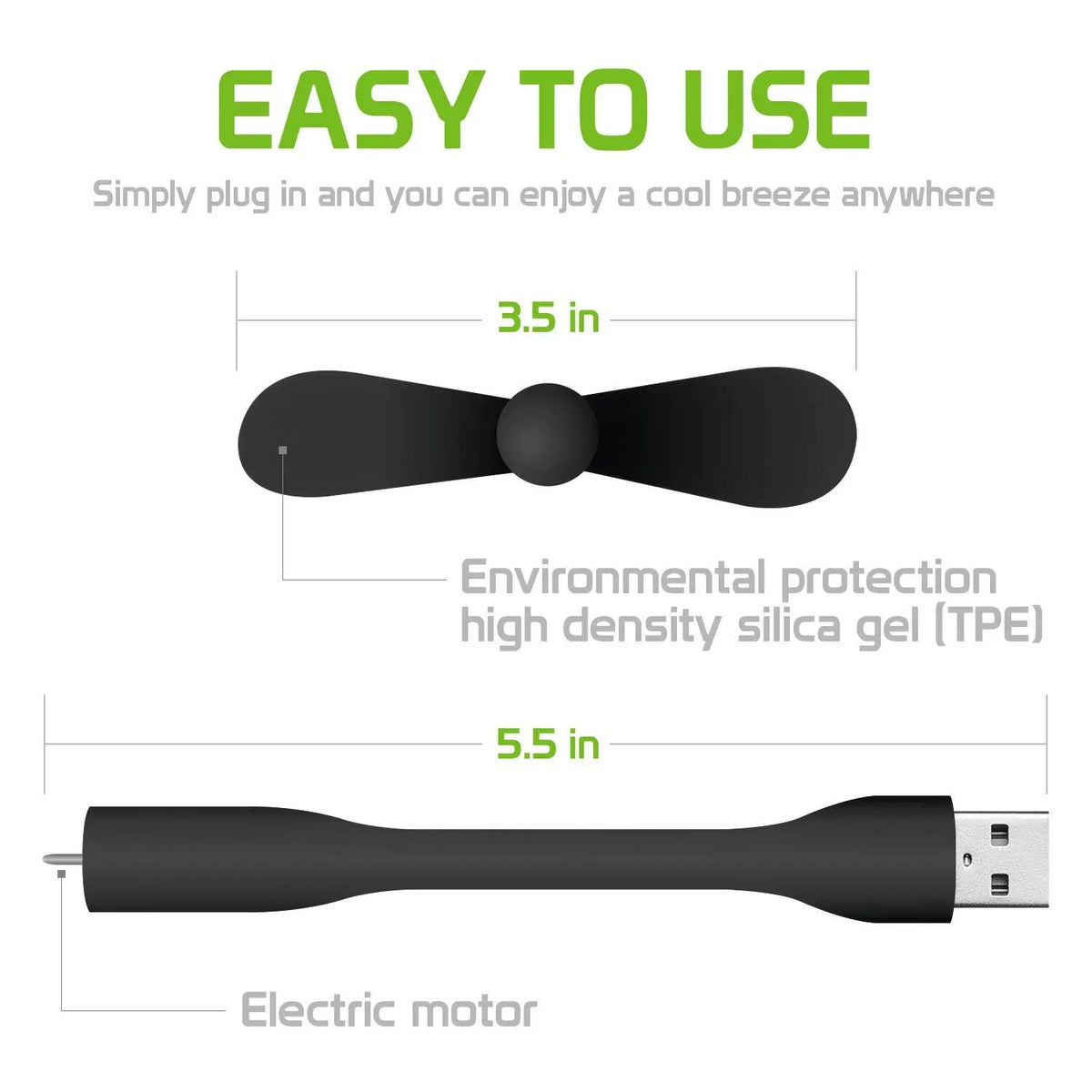 Portable Mini USB Fan Flexible Cooling Gadget for Laptop and Power Bank