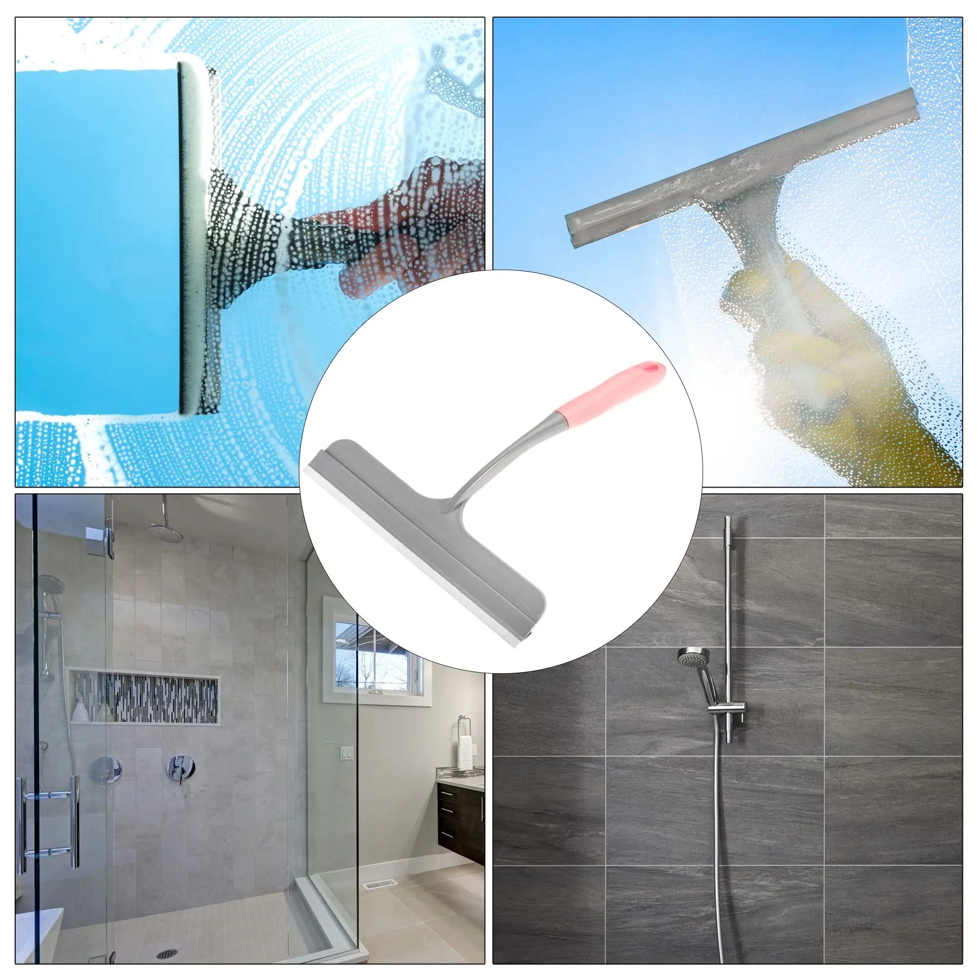 Silicone Squeegee Window Cleaner Multi-Purpose Glass Wiper Scraper Tool - 15