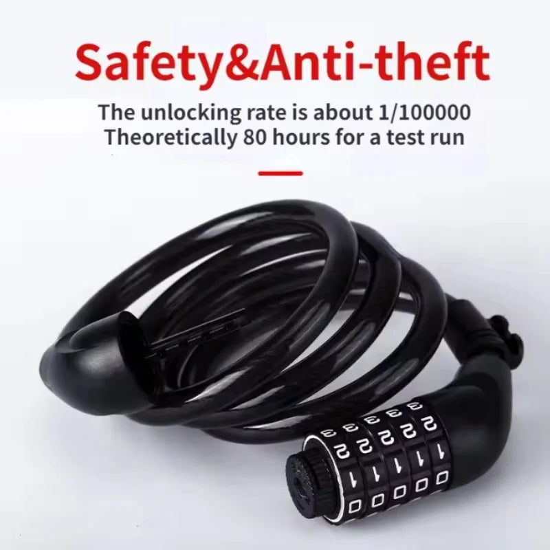 5 Digit Bicycle Cable Lock Anti Theft Bike Security Password Coil Cable