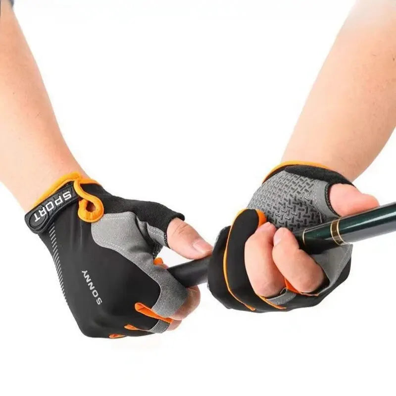 Professional Fishing Gloves Anti-Slip Two Finger Cut Outdoor Gear - 3