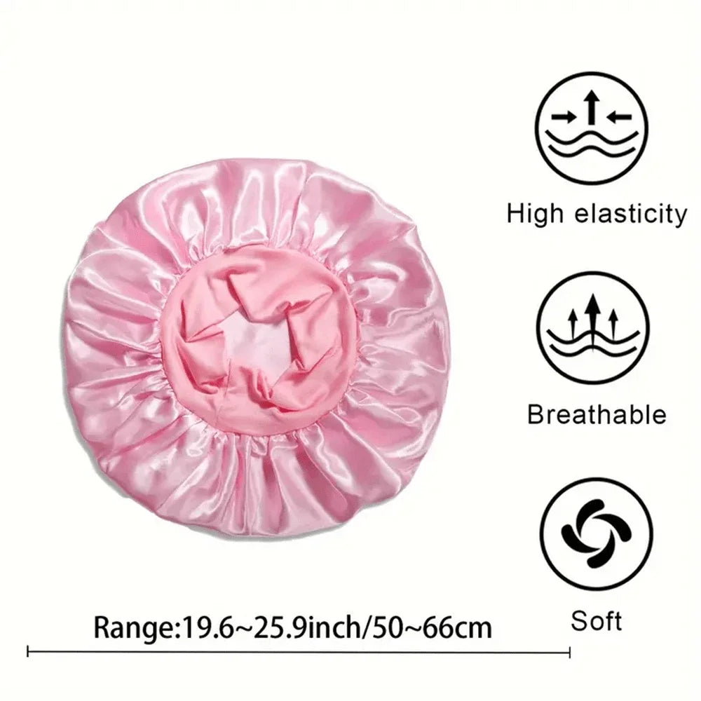 Satin Silk Sleep Cap Wide Band Hair Bonnet for Sleeping and Styling